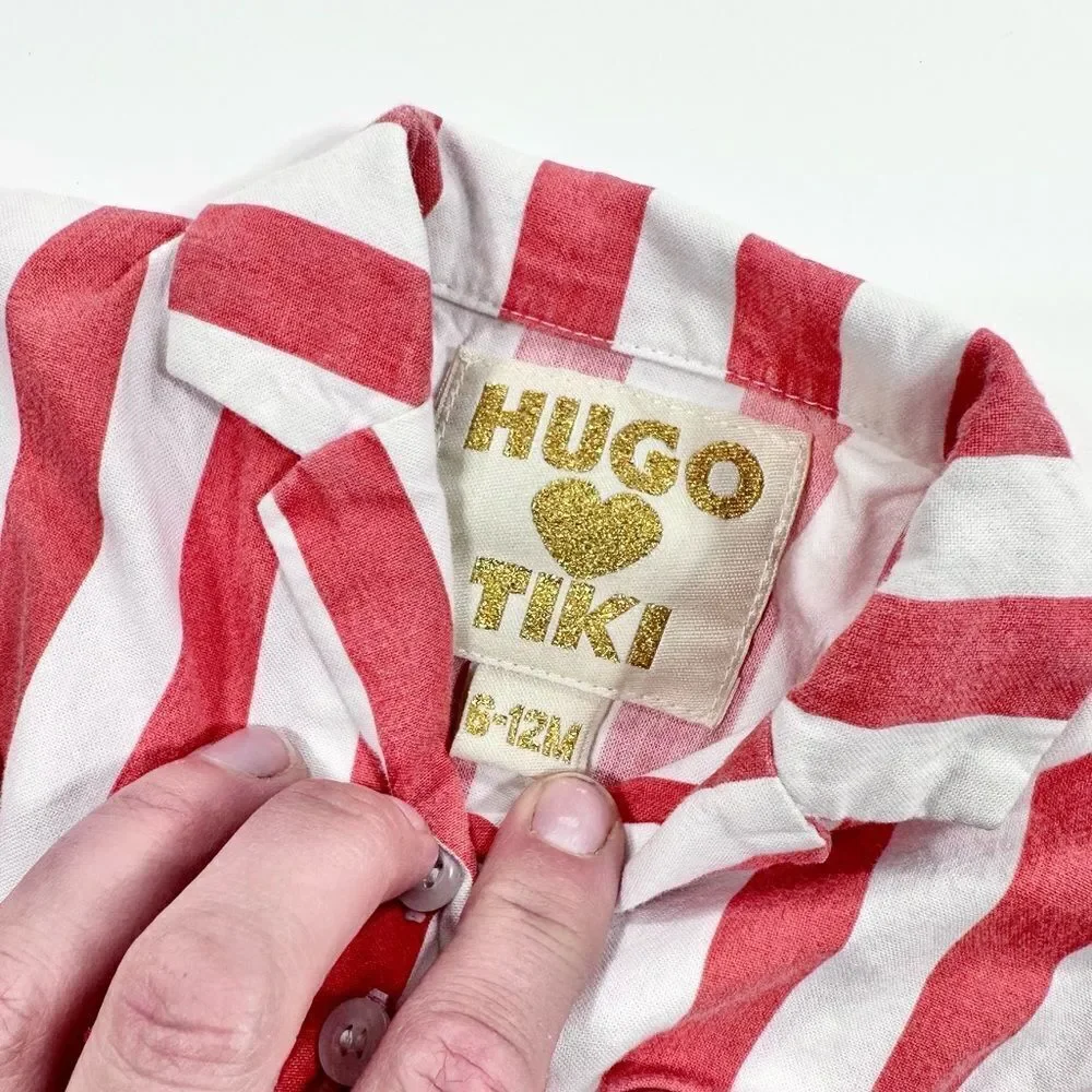 Hugo loves tiki cropped striped ruffle sleeve top 6-12
